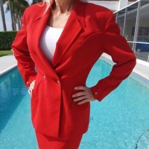 Vintage 80s Wool 2 pc Power Suit high waisted 6/ 8